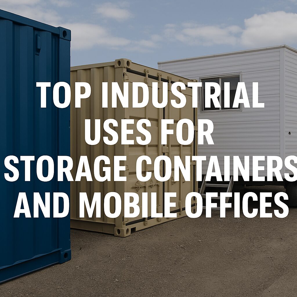 Storage containers and a mobile office trailer at a construction site in Northern Ontario